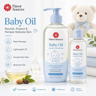 baby oil manufacturer OEM ODM production sample by Flavor Sources