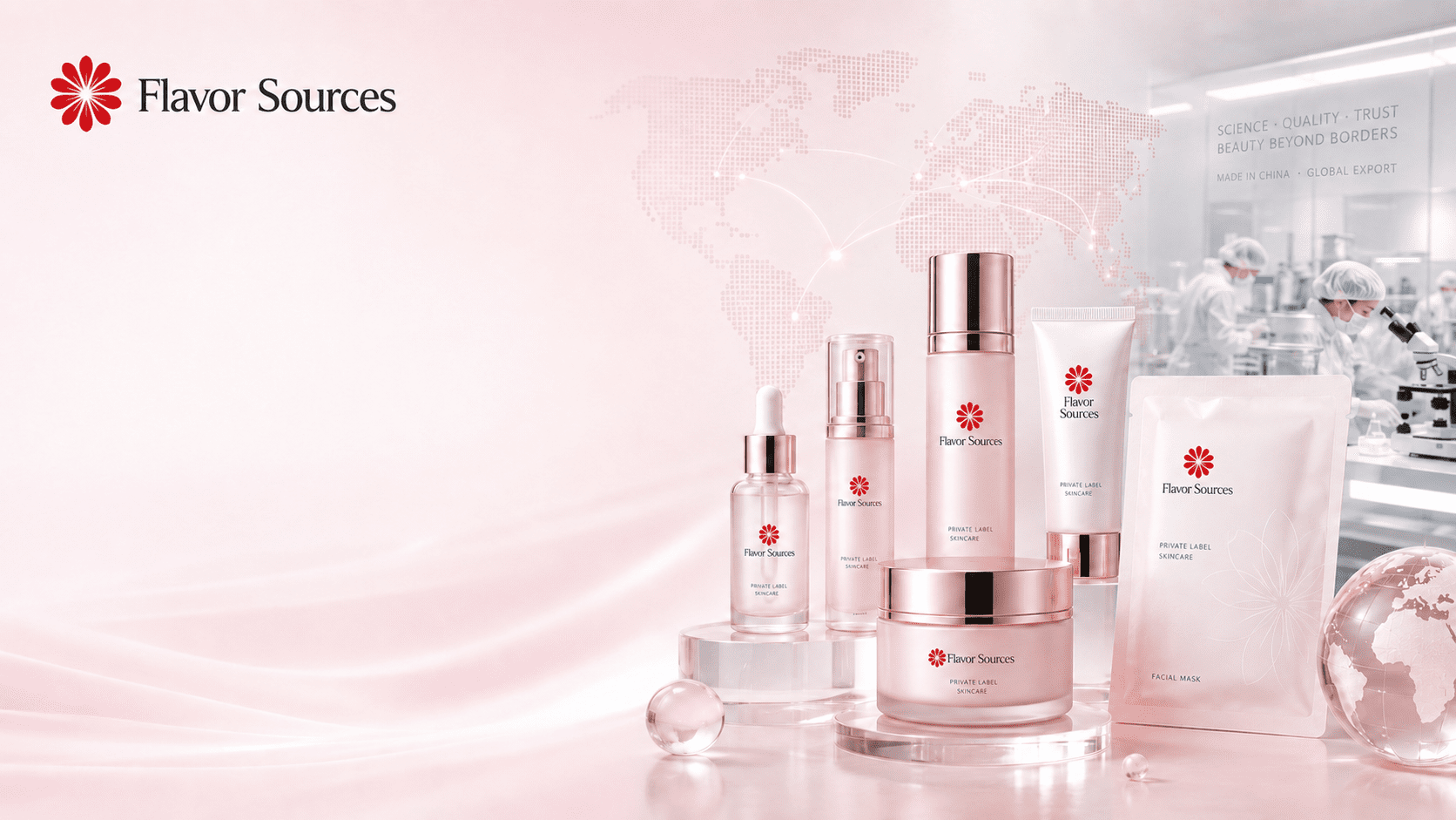 Flavor Sources private label skincare lab — R&D center GMP certified OEM manufacturer