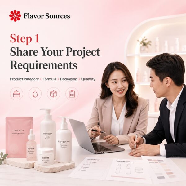 Share your private label skincare project requirements with Flavor Sources