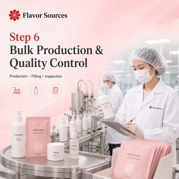 Quality inspection including formula, texture, fragrance, filling volume, packaging, and labeling
