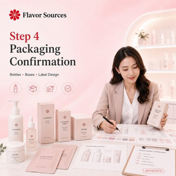 Skincare packaging confirmation and design approval by Flavor Sources