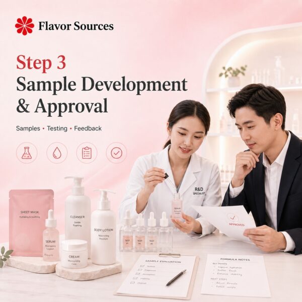 Skincare sample development and approval process by Flavor Sources