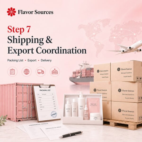 Skincare shipping and export coordination by Flavor Sources