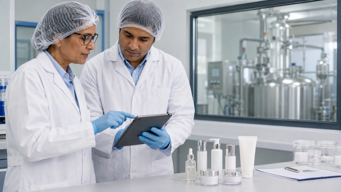 brightening skincare manufacturer quality control laboratory testing