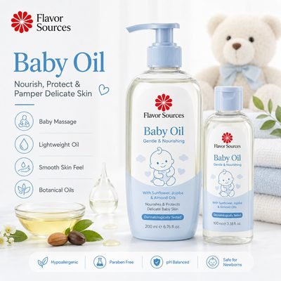 baby oil manufacturer OEM ODM production sample by Flavor Sources
