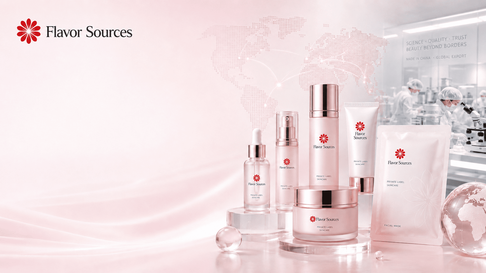 Flavor Sources private label skincare lab — R&D center GMP certified OEM manufacturer