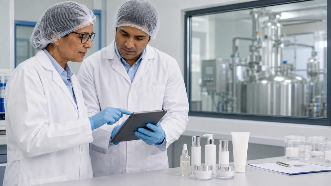 brightening skincare manufacturer quality control laboratory testing